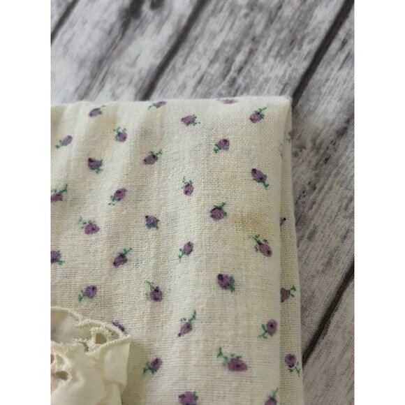 Vintage 80s Purple Roses Flannel Long Sleeve Cottagecore Prairie Nightgown Large - Picture 13 of 15